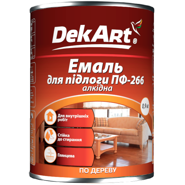 Емаль алк. ПФ-266 жовто-коричнева 0,9кг ТМ "DekArt" 000005460 фото