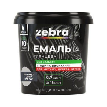 Емаль ZEBRA 0,7 кг, 18 темно-сiра 000020071 фото