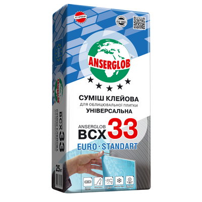 Клей для плитки Anserglob BCX 33 25 кг 000006312 фото