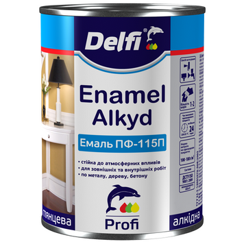 Емаль алкідна DELFI ПФ-115 2,8кг, червона  000008005 фото